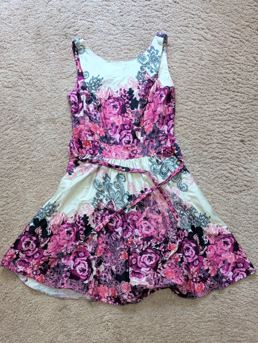 Floral Pink Purple & Cream Summer Dress